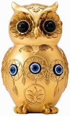 TOHLUCS 4.8" Resin Gold Owl Statue Home Decor with Evil Eye Protection by Thecreationofstatues