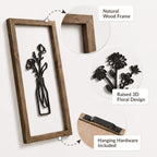 pechpell 3D Wooden Flower Bathroom Wall Art Framed Set of 2 - Image 6