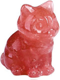 QINJIEJIE Strawberry Quartz Cat Crystals Figurines Stone Healing Crystal by QINJIEJIE