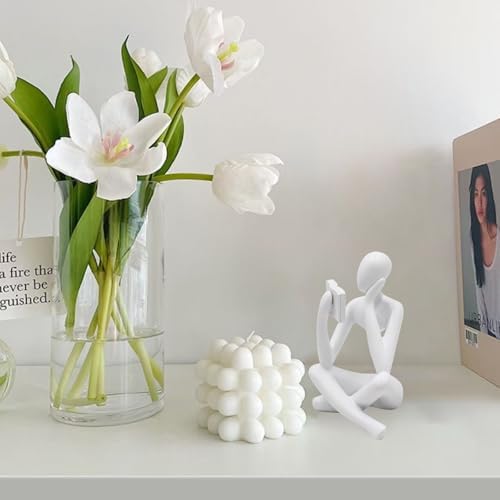 Jinkoozz Reading Women Statue, Thinker Sculptures, Abstract Art Ornament, Modern Aesthetic Figurine Decoration, Suitable for Home Living Room Bedroom Office Shelf Table Desk Bookshelf Decor - Image 3