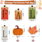 WOHOHOHO 8Pcs Wooden Fall Decorations for Home, "FALL" Wood Table Decor, Pumpkin & Maple Leaf Signs. Rustic Wooden Autumn Thanksgiving Decorations for Home Office Room Bedroom Mantel Tiered Tray - Image 2