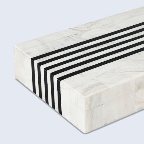 Handicrafts Home Black White Large Photo Memory Box with Lid, 12x6x2 In - Image 5