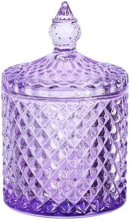 Sizikato Diamond Faceted Glass Candy Jar with Lid, 10oz Purple Decorative Jar, Nut Jar, Dried Fruit Storage Jar. by Sizikato