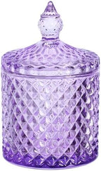 Sizikato Diamond Faceted Glass Candy Jar with Lid, 10oz Purple Decorative Jar, Nut Jar, Dried Fruit Storage Jar. by Sizikato