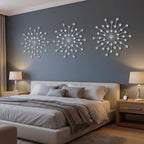 ZEXUIRU 3 Set Silver Starburst Wall Art for Home Decor Metal Bling Crystal Rhinestones Sunburst Wall Decor Sparkling Rhinestone Art Accent Silver - 18in - Image 3