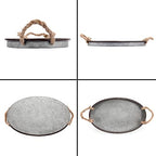 Hipiwe Galvanized Metal Iron Tray Farmhouse Serving Trays with Rope Handle - Image 3