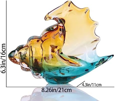 Hand-Blown Glass Conch Sculpture, Coastal Home Decor Conch Horn, Glass Art Seashell Ornament, Office, Living Room Tabletop Centerpiece, Bathroom Shelf top and Cabinet Decoration. - Image 2