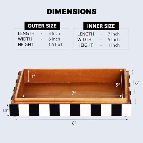 Handicrafts Home Decorative Storage Box with Lid, Black and White Decorative Box for Remote Controls, Slim Coffee Table Storage Box for Shelf, Desk & Living Room Decor, Puzzle Check 8 x 6 x 1.5 Inch - Image 2