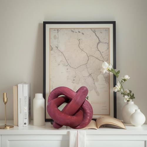 Wood Knot Chain Link Decor - 3 Link Boho Wooden Hand Carved Decorative Wooden Links Knots for Coffee Table Entryway Modern Farmhouse Shelf Decoration (Wine) - Image 5
