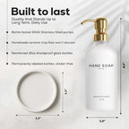 Luxury Glass Hand Soap Dispenser Bathroom Set by Brighter Barns - Hand Soap Dispenser with Stainless Steel Pump - Glass Bottle with Round Tray - White and Gold Bathroom Decor & Accessories (Gold) - Image 3