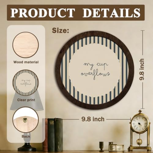 CFFJLHN Vintage Christian Bible Verses Wall Art Round Wooden Decor - Image 7