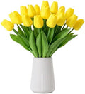 Yellow Artificial Tulips, 20 Pcs PU Real Touch Faux Flowers by SHUERIET