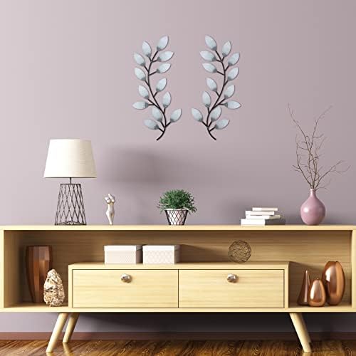 Zhengmy 2 Pcs Metal Leaf Wall Art Vine Branch Decor,Retro White - Image 4