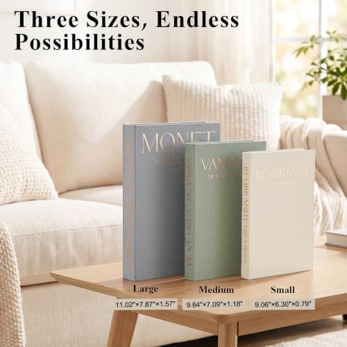 Emibele 3 Pack Fake Linen Book Storage Boxes Modern Home Shelf Table Decor - Image 4