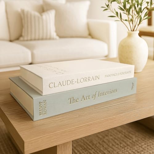 Vine Creations Decorative Books - Set of 2 Linen Hardcover Boxes with Storage - Aesthetic Fake Books for Decoration for Home, Shelf, Bookshelf Decor, Coffee Table Decor, as Storage or Keepsake Box - Image 6