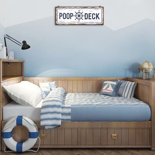 Jetec POOP DECK Sign Nautical Bathroom Wall Decor,White - Image 6