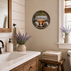 Bathroom Metal Sign 8x8in Round Vintage Plaque for Restroom Wall Decor Functional Home Gift - Image 4