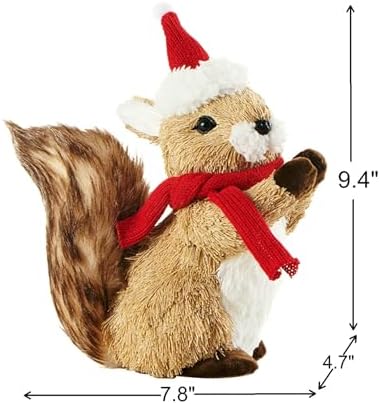 naturevibe 9.4 Inch Sisal Squirrel Figurine as Rustic Christmas Decorations - Image 2