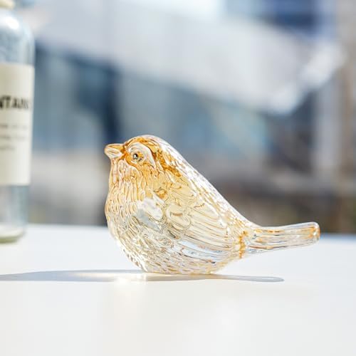 Champagne Crystal Glass Bird Figurine Blown Table Centerpiece Decor - Image 6