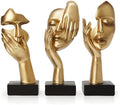 Gold Decor Thinker Statues Set of 3,Golden Abstract Face Resin Sculptures,Home Decor Accents,Office Bookshelf Decor, Shelf Side, Table Decorations for Living Room, Gift for Friends (gold-3Pcs) by maozyiltle