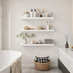 24inch Long Floating Shelves for Wall Decor, 3-Set Shelves with Lip, White - Image 2