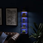 Homaterial 5 Tier Wall Shelf Unit with Light, Blue - Image 6
