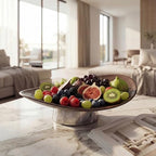 12" Modern Decorative Fruit Bowl for Kitchen Counter - Unique Egg-Shaped Pedestal Centerpiece Bowl for Dining Table, Abstract Resin Catchall Key Bowl for Entryway Table, Chic Coffee Table Decor Gift - Image 2