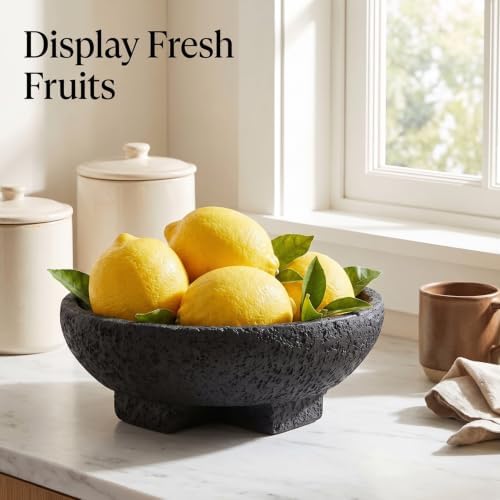 FESTGLOX Black Decorative Bowl, Large Fruit Bowl for Kitchen Counter - Image 4