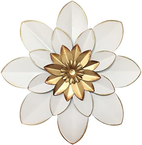 Metal Flower Wall Art Decor, 9.5“ Rustic Modern Floral Sculpture, Distressed Iron Wall Hanging Home Decoration Accent Artworks for Indoor Kitchen Bedroom Living Room Office Outdoor Garden Patio by Picfarce