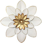 Metal Flower Wall Art Decor, 9.5“ Rustic Modern Floral Sculpture, Distressed Iron Wall Hanging Home Decoration Accent Artworks for Indoor Kitchen Bedroom Living Room Office Outdoor Garden Patio by Picfarce