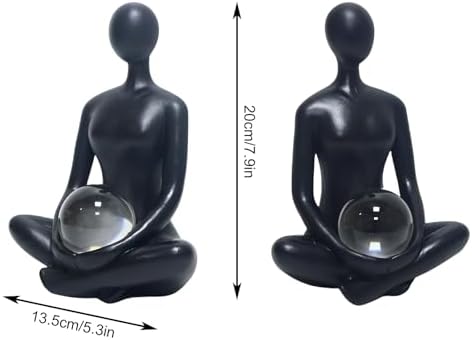 Yoga Girl Abstract Lady Woman Statue, Black, 7.9 inches Tall - Image 3