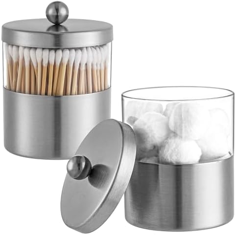 Gaussra Apothecary Jars, Qtip Holder, Bathroom Jar with Stickers - 2 Pack - Image 7