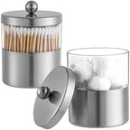Gaussra Apothecary Jars, Qtip Holder, Bathroom Jar with Stickers - 2 Pack - Image 7