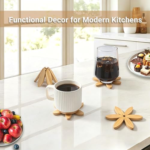Yuoyar Wooden Tree-Shaped Coasters Set for Coffee Table, Kitchen - Image 6