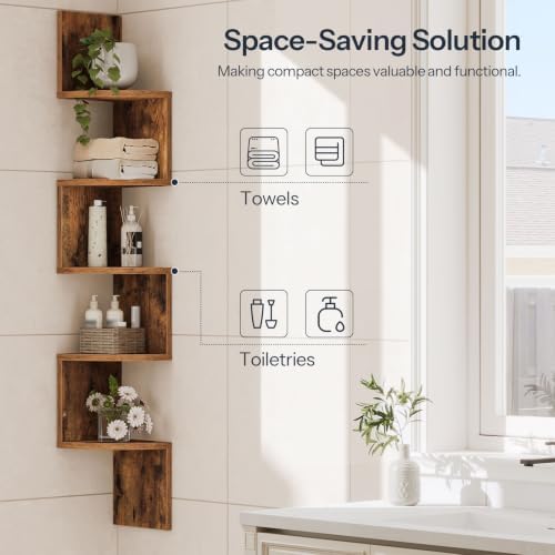 HOOBRO Corner Shelf Wall-Mounted, Set of 2 Floating Corner Shelves for Wall - Image 6
