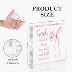 Pink Bow Room Decor, Inspirational Bible Verse Quotes, Christian Gifts for Women, Coquette Aesthetic Bow Dorm Decoration, Office Decor for Women, Acrylic Office Desk Accessories Decoration-Psalm 46:5 - Image 2