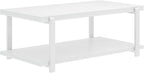 FOLUBAN White Coffee Table, Modern Rustic Wood and Metal Center Table - Image 9