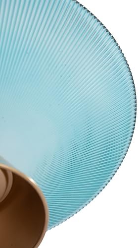 Tapered Glass Decorative Bowl (Blue), 9.8 Inches Handblown Striped Design Glass Bowl with Rust Resistant Metal Base,Decorative Fruit Bowl for Home Decor,Table Centerpiece,Kitchen Island,Dining Decor - Image 3