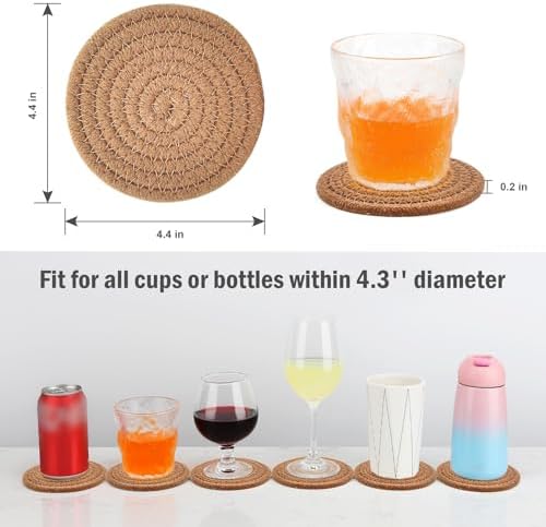Woven Drink Coasters with Holder, Coasters for Drinks Set of 10 - Image 2