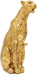 Gold Cheetah Statue, Resin Sitting Leopard Figurine Home Decor by ZHAOXIANG