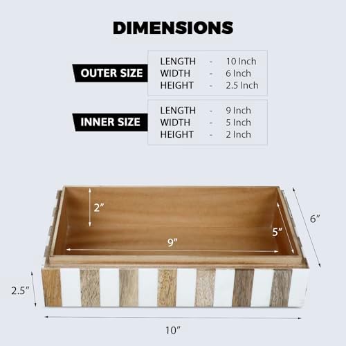 Handicrafts Home Large Decorative Wooden Storage Box with Lid,10x6x2.5 In - Image 2