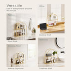 Crofy 2-Tier Arched Wall Shelf with Gold Frame & Transparent Shelves - Image 6