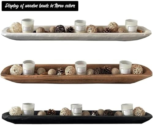 Wooden Dough Bowl Decor, Vintage Wooden Bowl Hand Carved Home Decor for Dining Table Center, Living Room, Kitchen Decor. (30inch brown) - Image 6