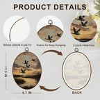 dvhdajed Vintage Mallard Duck Nursery Oval Wall Art Decor, Country Farmhouse Duck Hunting Framed Canvas Art, Rustic Cottage Core Farm Animal Oval Wall Hanging Decor for Bedroom Living Room, 8.7x11.3 - Image 7