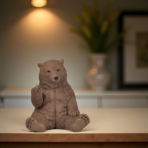 JFSM INC. Brown Bear Raising Middle Finger Figurine Funny Hilarious Decor - Cabin Themed Decor, Funny Bear Gifts, - Image 4