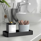 Gurygo 8" Ceramic Kitchen Soap Tray - Small Rectangular Vanity Tray for Bathroom - Countertop and Vanity Tray - Comestic Holder Bathtub Organizer - Bathroom Tray, (Black, Set/1) - Image 6