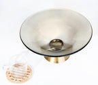 Tapered Glass Decorative Bowl(Coffee Brown) ,9.8 Inches Handblown Striped Design Glass Bowl with Rust Resistant Metal Base,Decor Fruit Bowl for Home Decor,Table Centerpiece,Kitchen Island,Dining Decor - Image 6