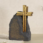 The Lord's Prayer Stone Decor, Religious Cross, Resin Black with Gold Text, 9.4inches, Christian Home Office Table Decoration - Image 6