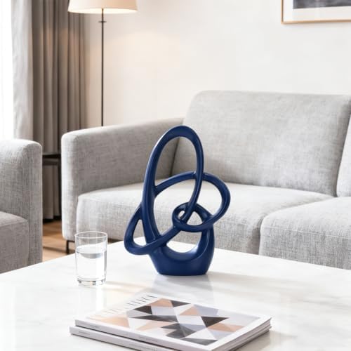 Blue Sculpture Decor – 11" Modern Resin Art Statue for Living Room, Office, or Coffee Table, Blue Home Accents and Shelf Decor, Contemporary Centerpiece Decoration for Modern Home or Apartment - Image 3