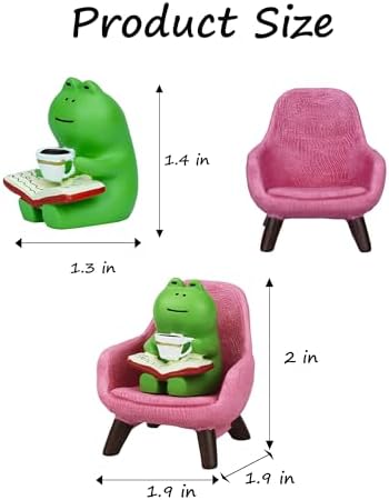 Mevodeata Cute Mini Frog Figurine with Small Sofa Resin Figure for Office Home Decor for Frog Lovers (Pink Sofa) - Image 2
